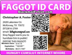 Mistress Kiara's fag Exposed blackmail whore christopher allen foster sucks dick
