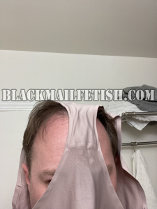sissy bitch casey jones exposed for blackmail Mistress Kiara with used panties on his head