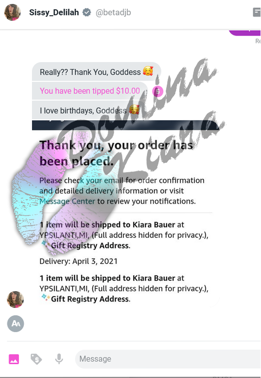 femdom fetish Mistress Kiara DominaKiara birthday gifts