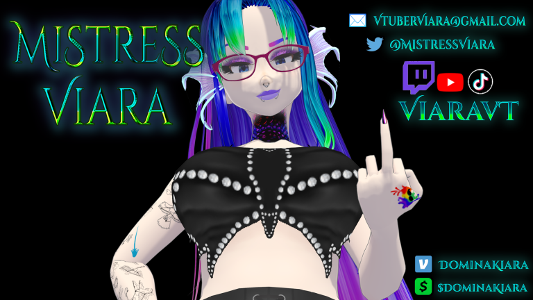 Virtual Femdom 2DFD VTuber Mistress ViaraVT flipping you off from above