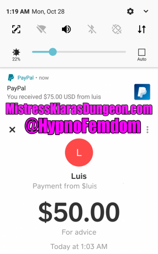 findom Mistress Kiara tribute 10.28.2019