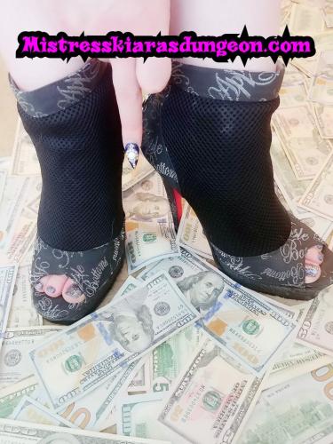money cash findom financial domination domme shoes stiletto boots