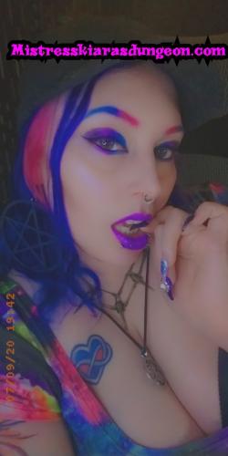 goth alt Domme bright rainbow makeup