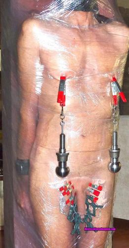 slave gerd seran warp fetish nipple torture weights