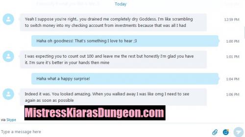 Financial Domination Mistress Kiara rinsing draining pay pig